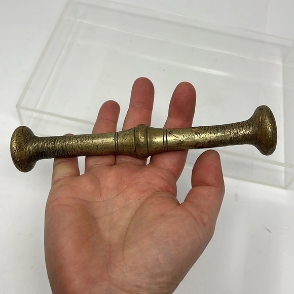 Vintage Solid Brass Double Ended Pestle Paper Weight 7”